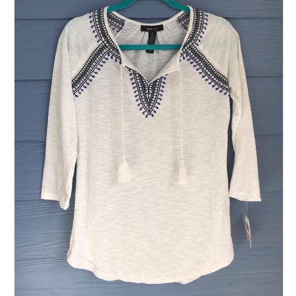 NWT Trendy Peasant Top - Picture 1 of 5